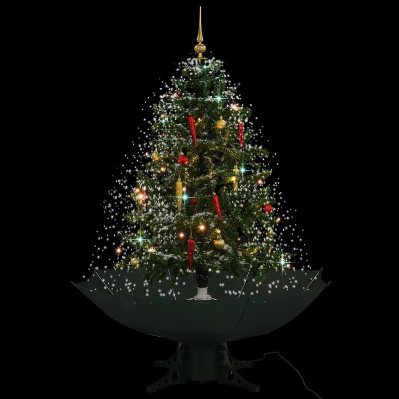Load image into Gallery viewer, VidaXL Kerstboom sneeuwend met paraplubasis 140 cm groen
