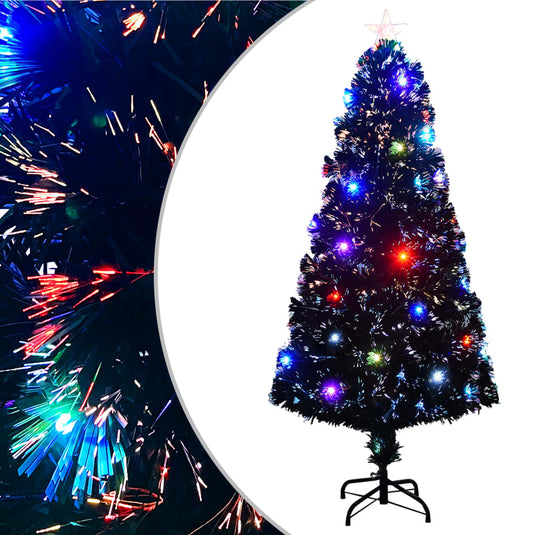 Vidaxl voorverlichte kerstboom met standaard en led 150 cm glasvezel