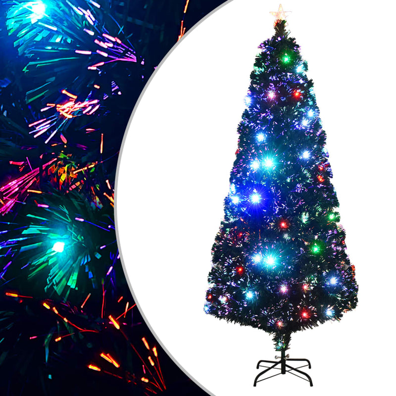 Load image into Gallery viewer, Vidaxl voorverlichte kerstboom met standaard en led 210 cm glasvezel
