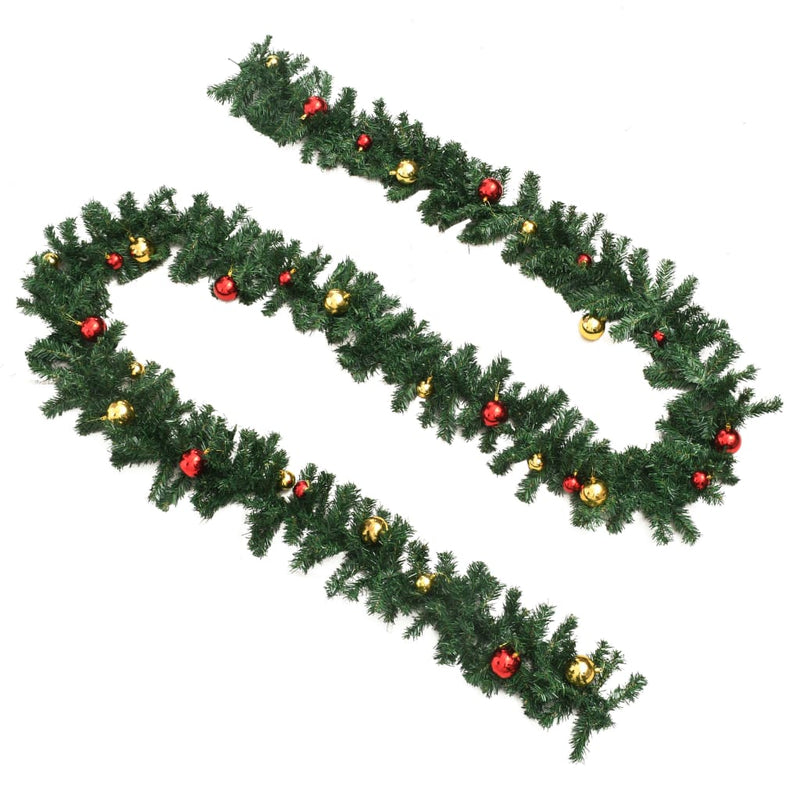 Load image into Gallery viewer, Vidaxl kerstslingers 4 st met kerstballen 270 cm pvc groen
