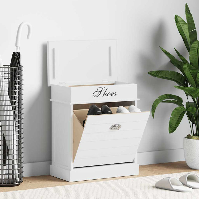 Load image into Gallery viewer, Vidaxl schoenenkast 50x28x58 cm paulowniahout wit
