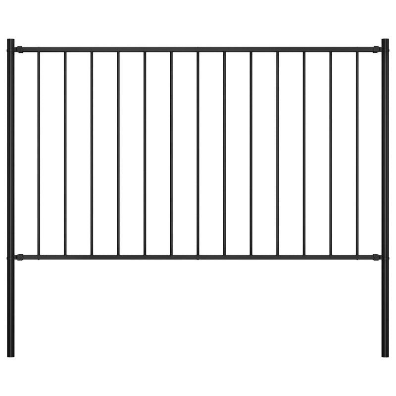 Load image into Gallery viewer, Vidaxl hekpaneel met palen 1,7x1,25 m gepoedercoat staal zwart
