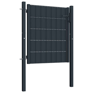 Vidaxl hekpoort pvc en staal 100x100 cm antraciet