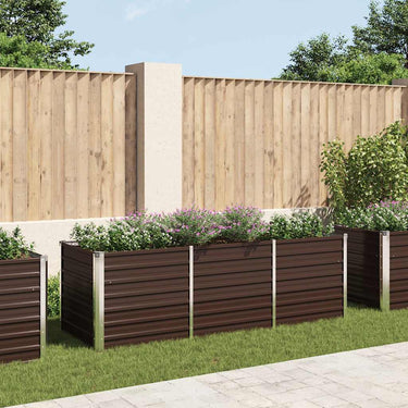 Vidaxl plantenbak verhoogd 240x80x77 cm gegalvaniseerd staal bruin