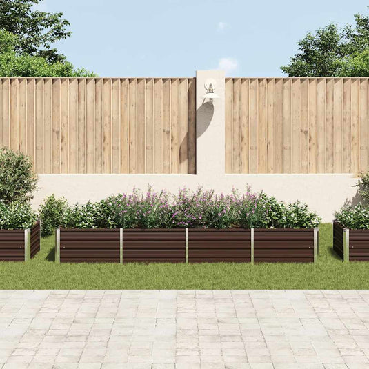Vidaxl plantenbak verhoogd 320x80x45 cm gegalvaniseerd staal bruin