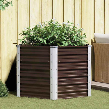 Vidaxl plantenbak verhoogd 129x129x77 cm gegalvaniseerd staal bruin