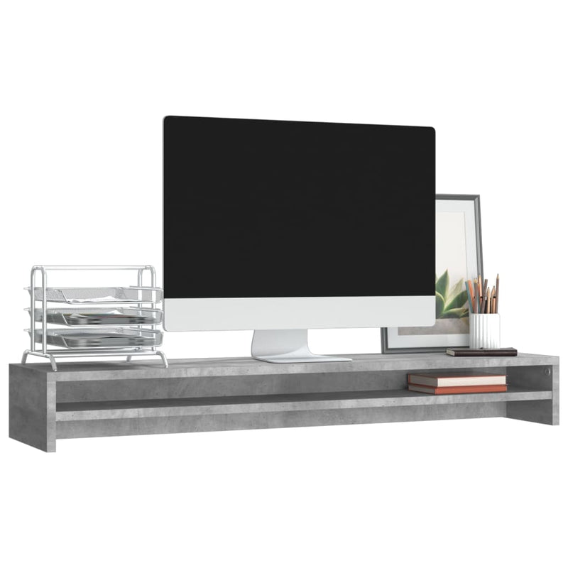 Afbeelding laden in galerijviewer, Vidaxl monitorstandaard 100x24x13 cm bewerkt hout betongrijs
