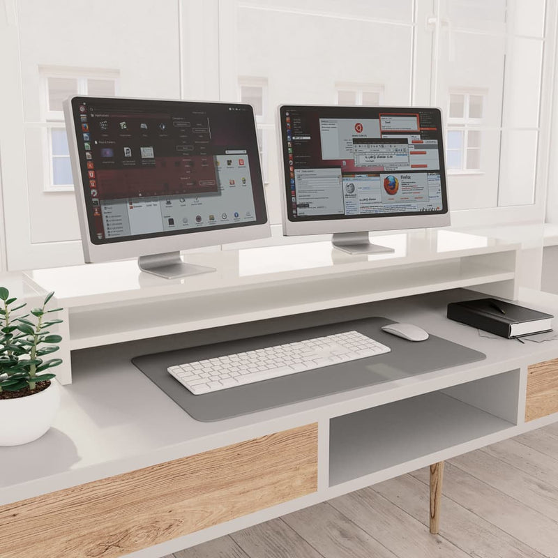 Load image into Gallery viewer, Vidaxl monitorstandaard 100x24x13 cm bewerkt hout hoogglans wit
