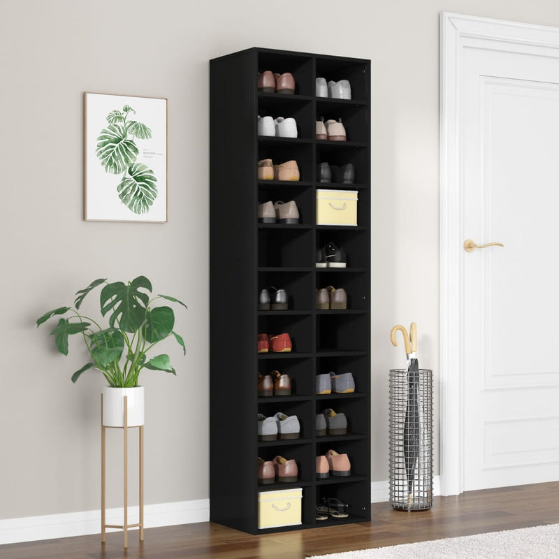 Load image into Gallery viewer, VidaXL Schoenenkast 54x34x183 cm bewerkt hout zwart
