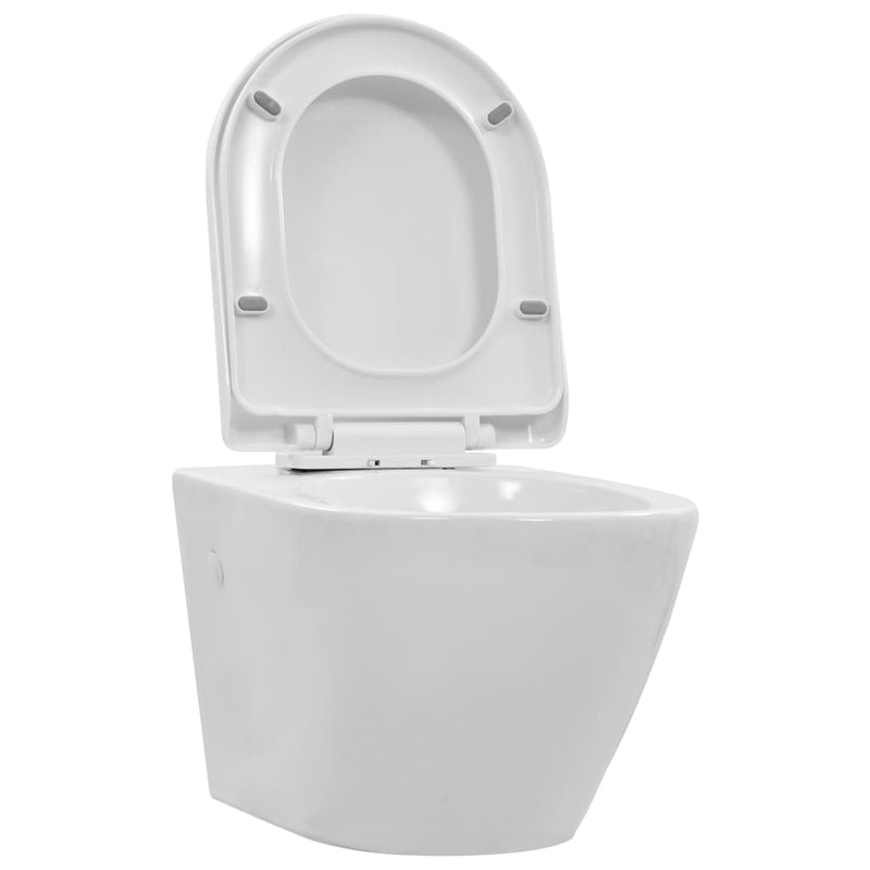 Load image into Gallery viewer, Vidaxl hangend toilet randloos keramiek wit

