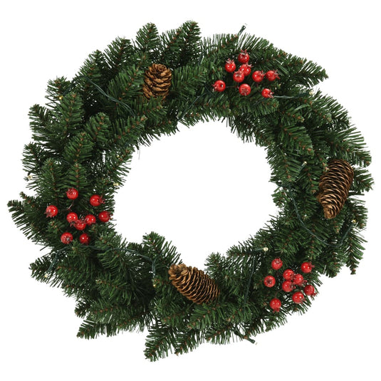 VidaXL Kerstkransen 2 st met decoratie 45 cm groen