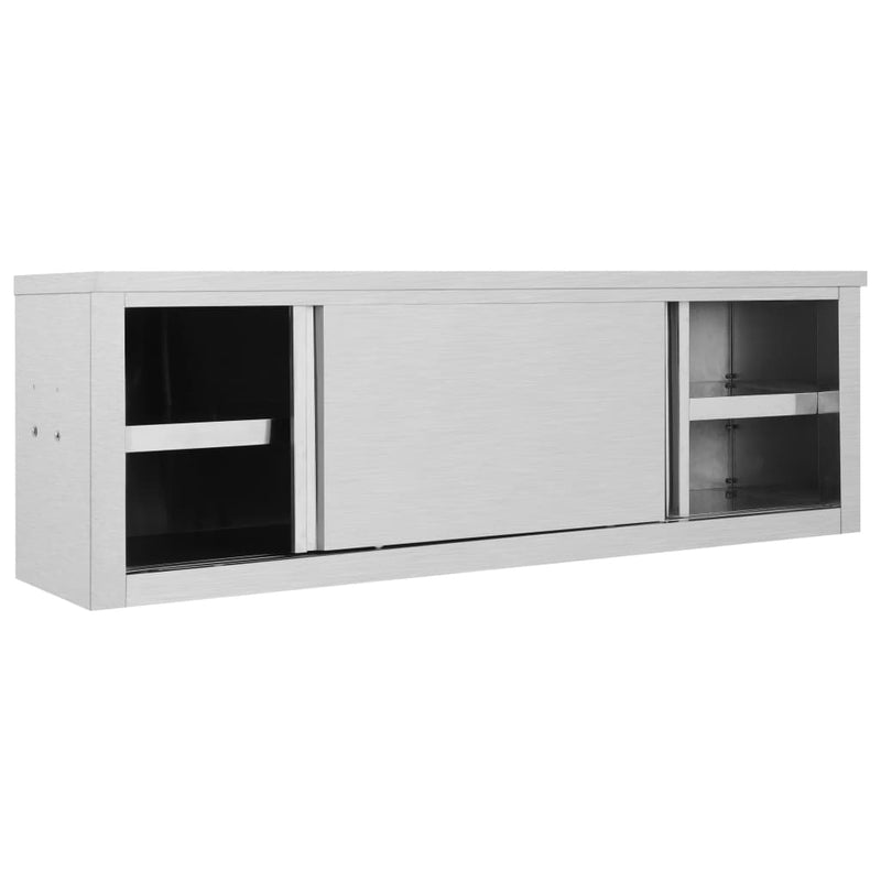Load image into Gallery viewer, Vidaxl keukenbovenkast met schuifdeuren 150x40x50 cm roestvrij staal
