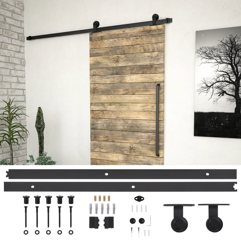 Load image into Gallery viewer, Vidaxl doos met onderdelen voor schuifdeur skien 200 cm staal zwart
