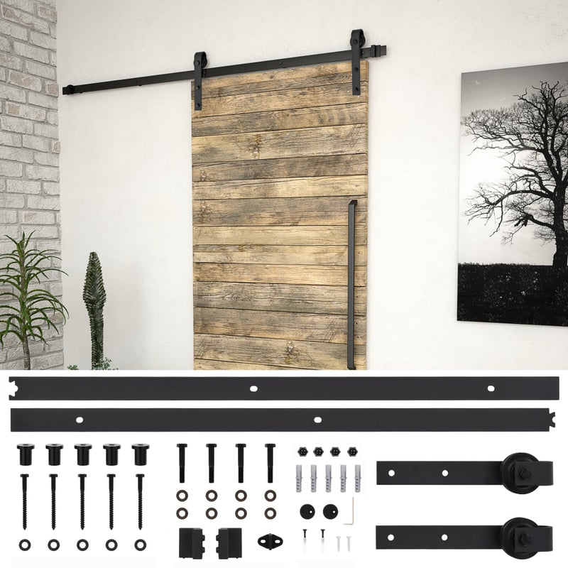 Load image into Gallery viewer, Vidaxl doos met onderdelen voor schuifdeur skien 183 cm staal zwart

