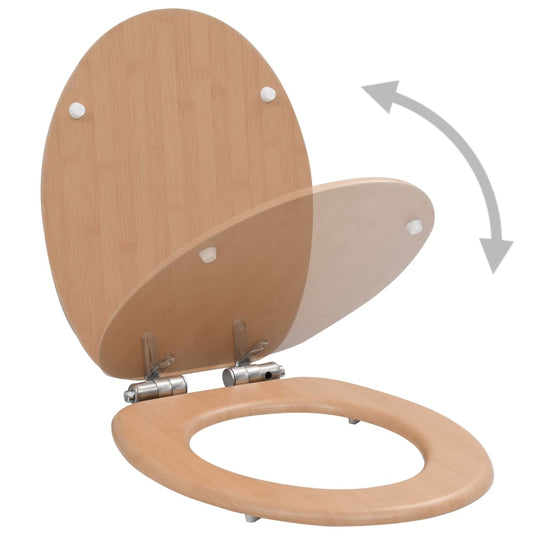 Vidaxl toiletbrillen 2 st met soft-close deksels mdf bamboeontwerp