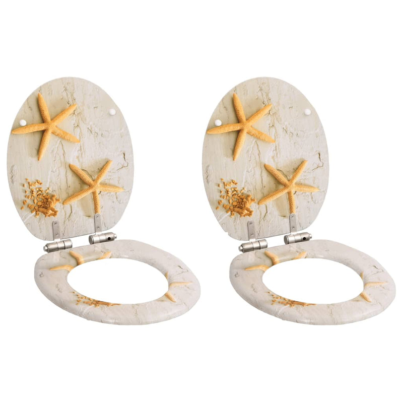 Load image into Gallery viewer, VidaXL Toiletbrillen 2 st met soft-close deksels MDF zeesterontwerp
