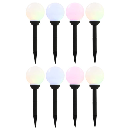 VidaXL Solarlampen 8 st LED rond 15 cm RGB