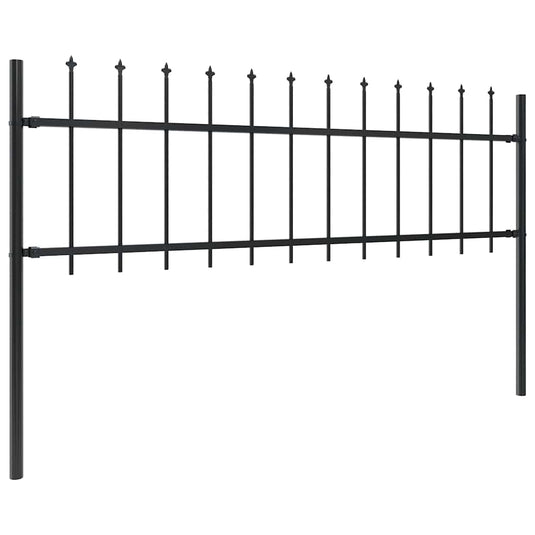 Vidaxl tuinhek met speerpunt staal 892,5x60 cm zwart