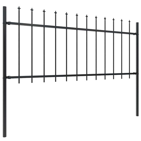 Vidaxl tuinhek met speerpunt staal 537x80 cm zwart