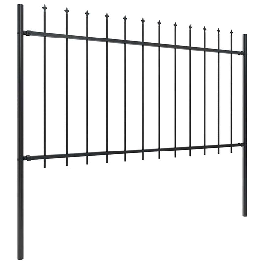 Vidaxl tuinhek met speerpunt staal 359x100 cm zwart