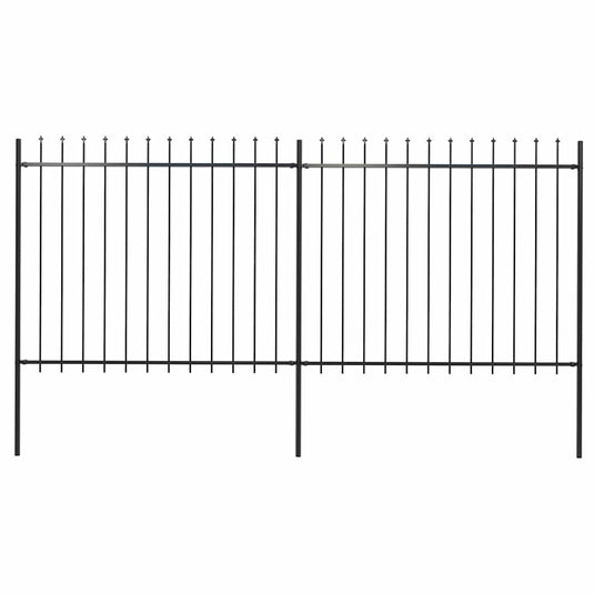 Vidaxl tuinhek met speerpunt staal 359x150 cm zwart