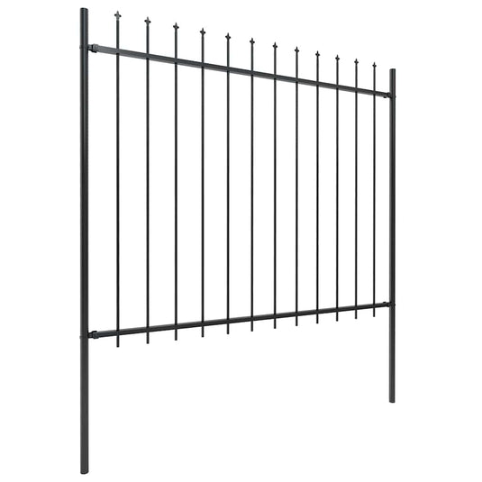Vidaxl tuinhek met speerpunt staal 359x150 cm zwart