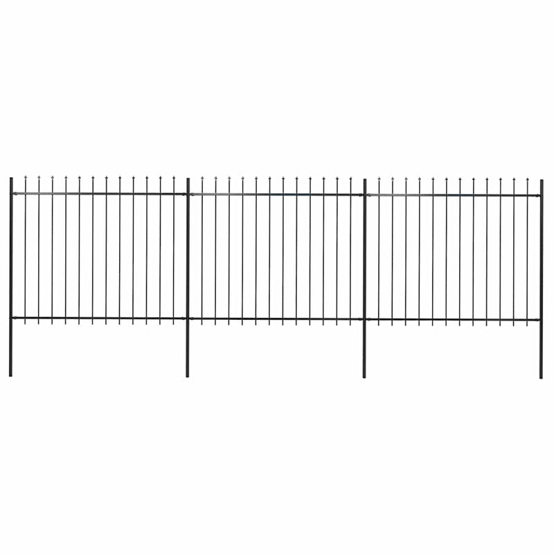 Load image into Gallery viewer, VidaXL Tuinhek met speren bovenkant 5,1x1,5 m staal zwart
