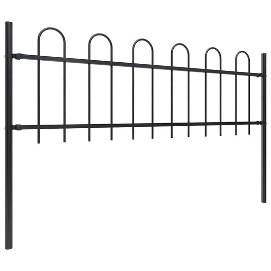 Vidaxl tuinhek met ringtop staal 714,5x60 cm zwart