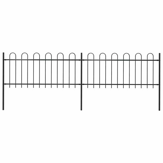 Vidaxl tuinhek met ringtop staal 359x80 cm zwart