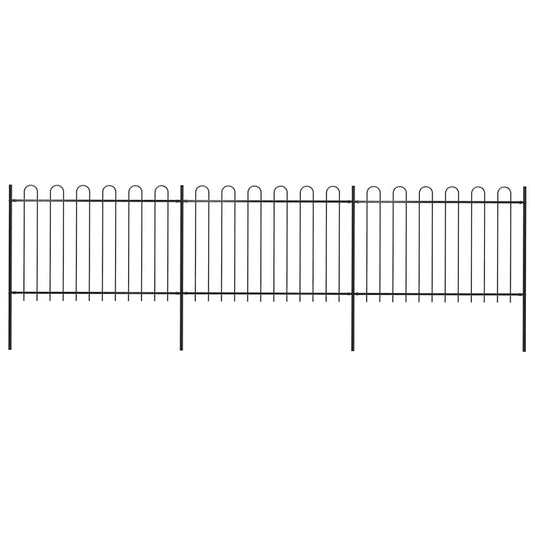 Vidaxl tuinhek met ringtop staal 537x120 cm zwart