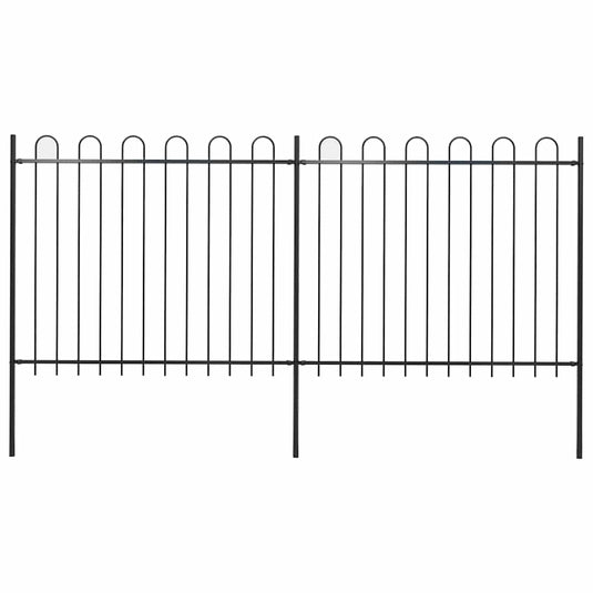 Vidaxl tuinhek met ringtop staal 359x150 cm zwart