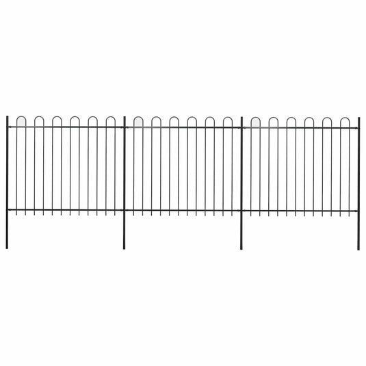 Vidaxl tuinhek met ringtop staal 537x150 cm zwart
