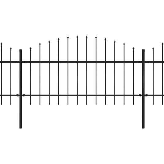 VidaXL Tuinhek met speren bovenkant (1-1,25)x8,5 m staal zwart