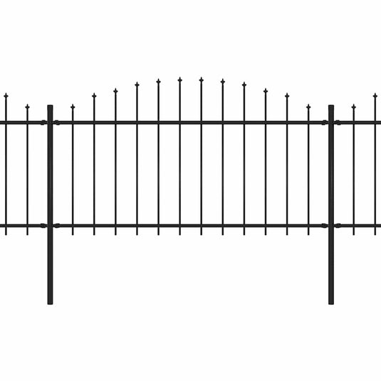 VidaXL Tuinhek met speren bovenkant (1,25-1,5)x3,4 m staal zwart