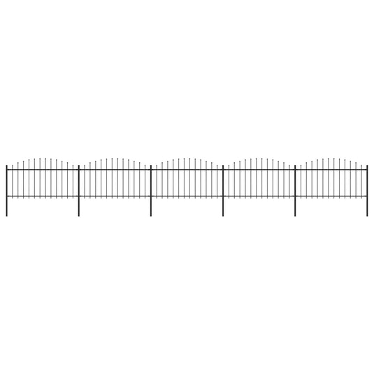 VidaXL Tuinhek met speren bovenkant (1,25-1,5)x8,5 m staal zwart