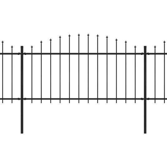 VidaXL Tuinhek met speren bovenkant (1,25-1,5)x10,2 m staal zwart