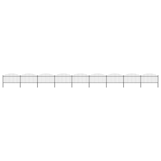 VidaXL Tuinhek met speren bovenkant (1,25-1,5)x15,3 m staal zwart