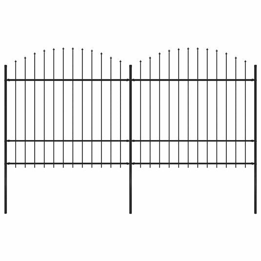 Vidaxl tuinhek met speerpunt staal 359x175 cm zwart