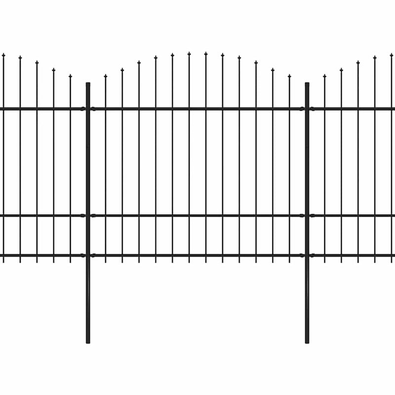 Load image into Gallery viewer, VidaXL Tuinhek met speren bovenkant (1,5-1,75)x3,4 m staal zwart
