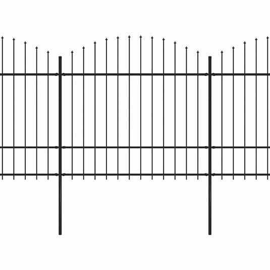 VidaXL Tuinhek met speren bovenkant (1,5-1,75)x3,4 m staal zwart