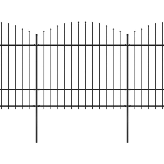 VidaXL Tuinhek met speren bovenkant (1,5-1,75)x5,1 m staal zwart