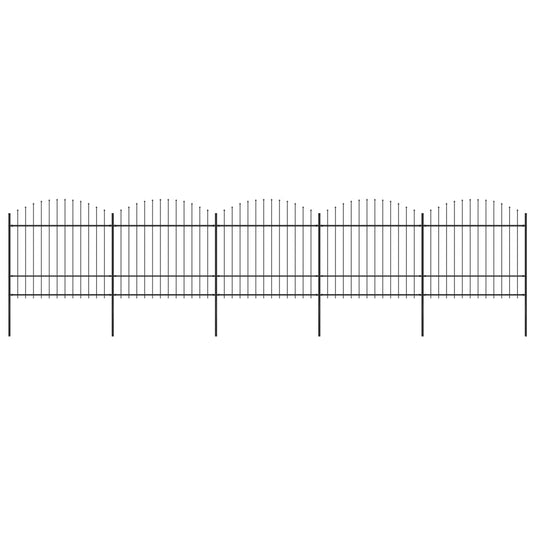 VidaXL Tuinhek met speren bovenkant (1,5-1,75)x8,5 m staal zwart