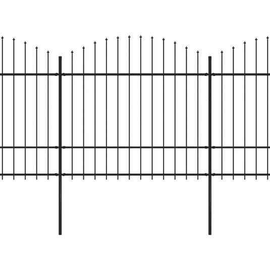 VidaXL Tuinhek met speren bovenkant (1,5-1,75)x11,9 m staal zwart