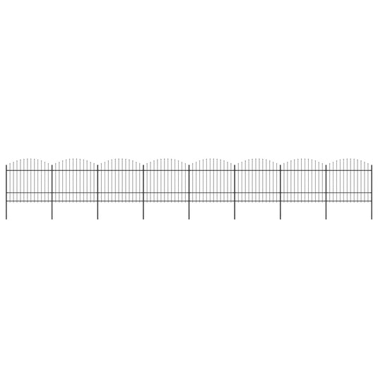 VidaXL Tuinhek met speren bovenkant (1,5-1,75)x13,6 m staal zwart