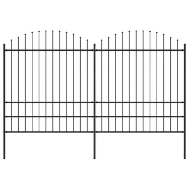 Vidaxl tuinhek met speerpunt staal 359x200 cm zwart