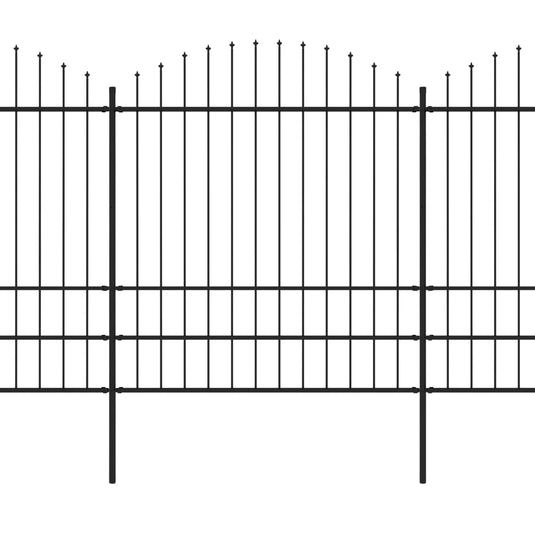 VidaXL Tuinhek met speren bovenkant (1,75-2)x3,4 m staal zwart