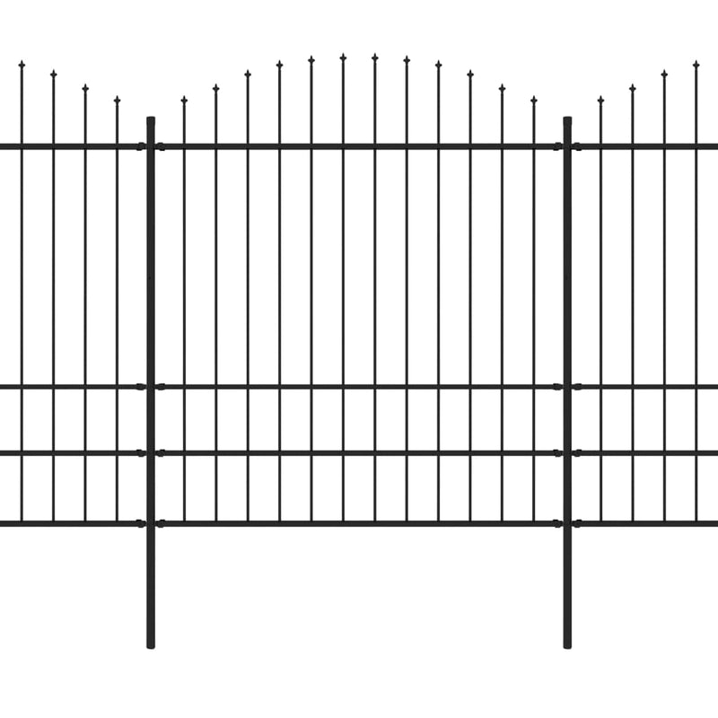Load image into Gallery viewer, VidaXL Tuinhek met speren bovenkant (1,75-2)x10,2 m staal zwart
