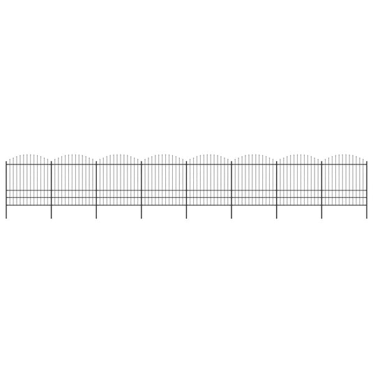 VidaXL Tuinhek met speren bovenkant (1,75-2)x13,6 m staal zwart
