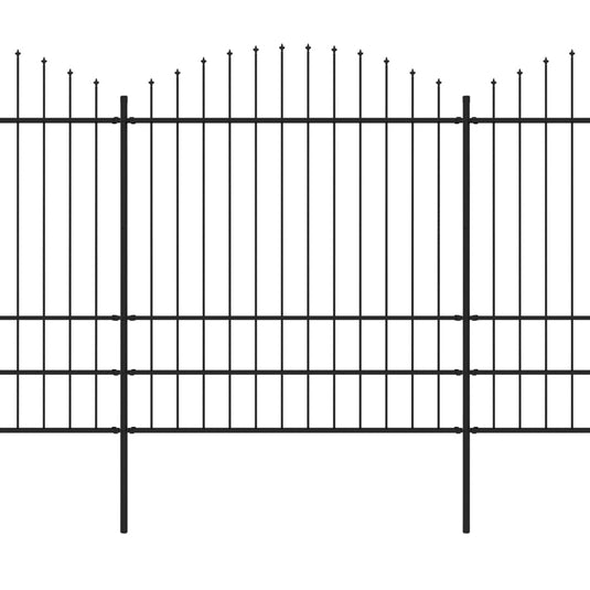 VidaXL Tuinhek met speren bovenkant (1,75-2)x13,6 m staal zwart
