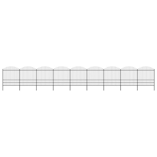 VidaXL Tuinhek met speren bovenkant (1,75-2)x15,3 m staal zwart